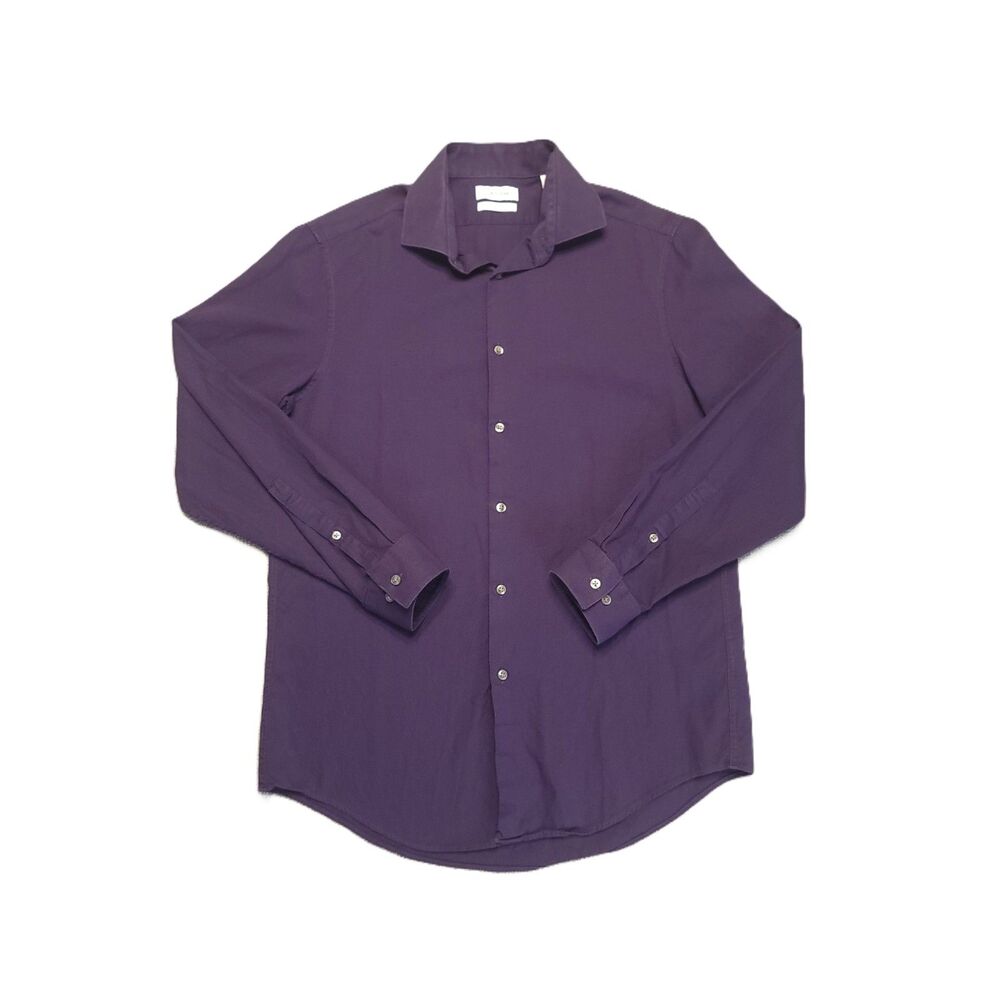 Calvin Klein Slim Fit Dress Shirt Mens M 15.5 32/33 Purple Long Sleeve Button Up